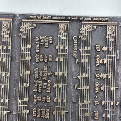 Antique Metal Printing Press Plate Sheet Music Green Hill Hymn 4 x 7