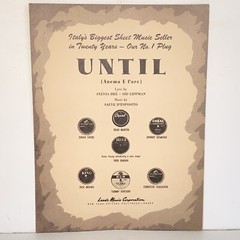 Vintage 1952 Until Sheet Music for Piano Guitar Uke Vocal