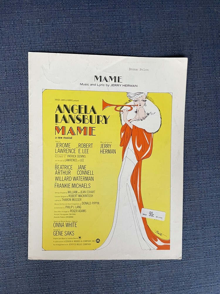 MAME Sheet Music Broadway Theatre Musical Show Poster – Angela Lansbury 1966 
