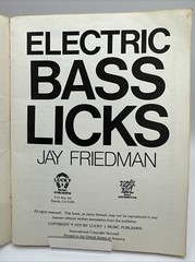 Electric Bass Guitar Licks, By Jay Friedman – VTG 1979 – Major Licks Music Book