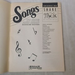 Share The Music Songs To Sing Read Grades K-6 Blackline Masters 1998 Mcgraw-Hill