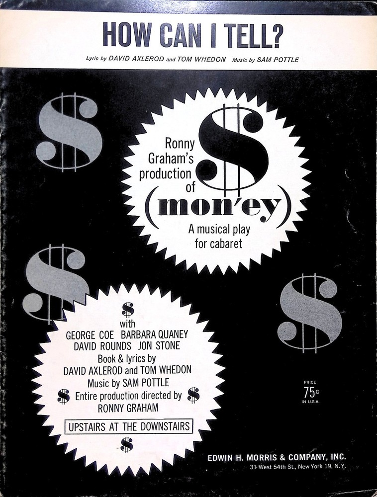 How Can I Tell Sheet Music Money Sam Pottle David Axlerod Ronny Graham 1963