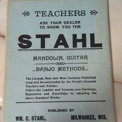 1924 Wm. C. Stahl New Method for Tenor Banjo Method Book Beginner Solo Part 1&2