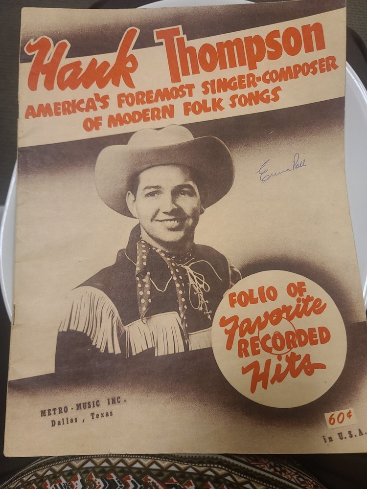 Vintage 1947 Hank Thompson Folio of Favorite Recorded Hits 32 pages w/Cover