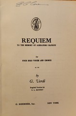 Requiem for Four Solo Voices and Chorus by G. Verdi Editions of Masses Vespers