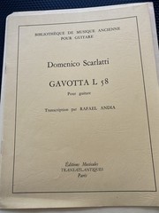 Vtg Domenico Scarlatti&rsquo;s Gavotta L58 Classical Guitar Sheet Music Song Score