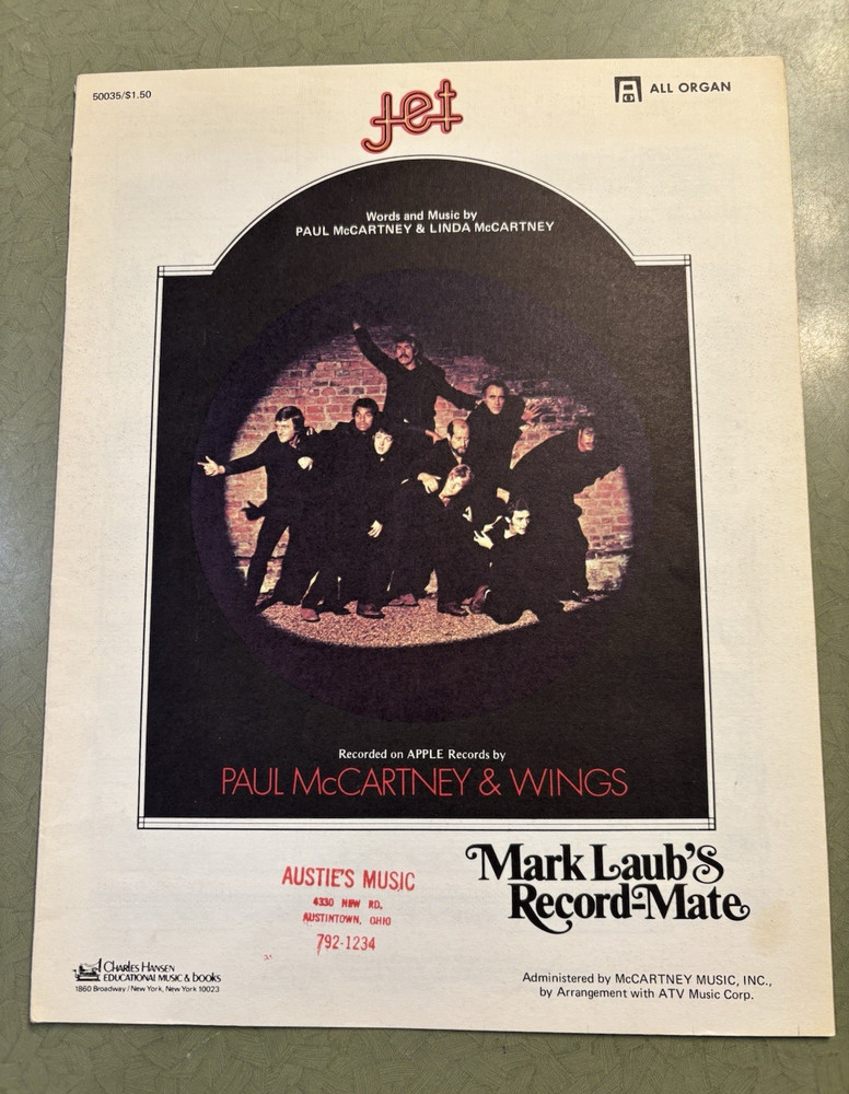 Jet Sheet Music Organ Solo Rock/Pop Intermediate Charles Hansen MPN 50035