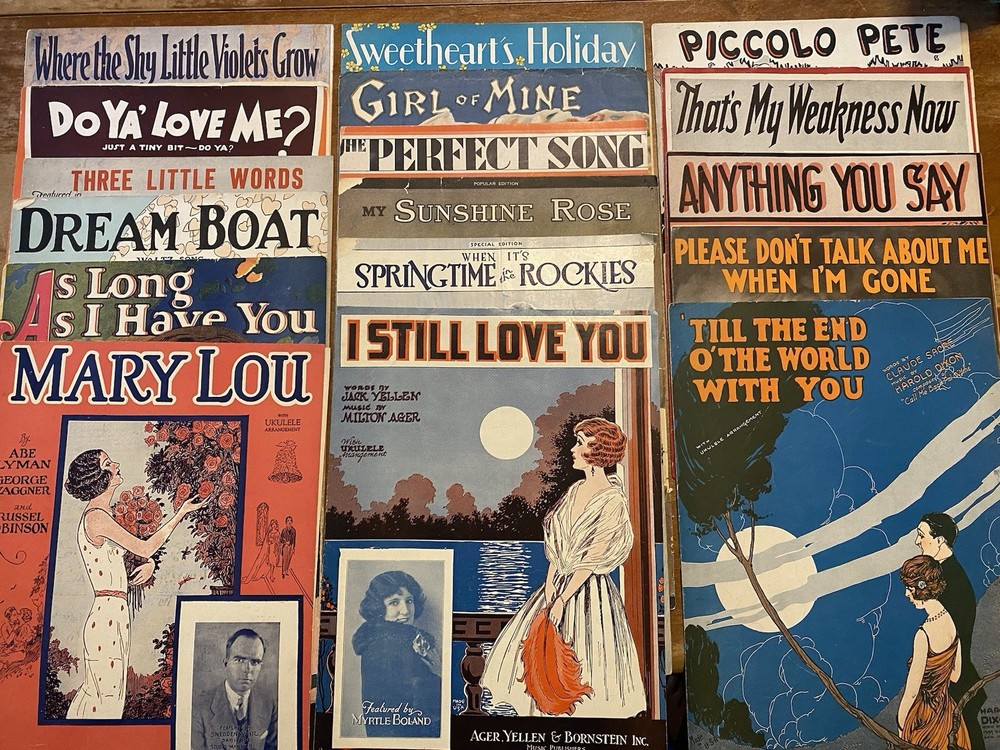 LOT of 17 Vintage 1920s, 1930s SHEET MUSIC with ukulele chords