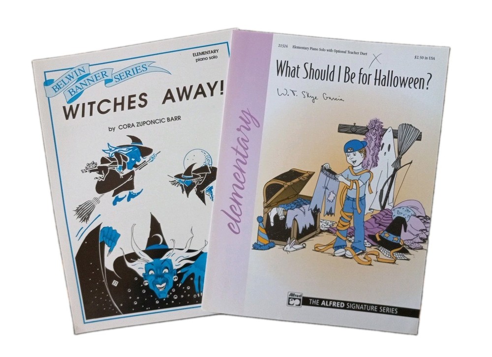 Lot of 2 Halloween Elementary Piano Solo Sheet Music, Alfred, Belwin Banner, VG