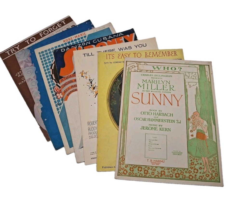 7 VTG Sheet Music Books 1924 &rsquo;25 29 31 35 36 57 Exc Cond 20s 30s Great Graphics