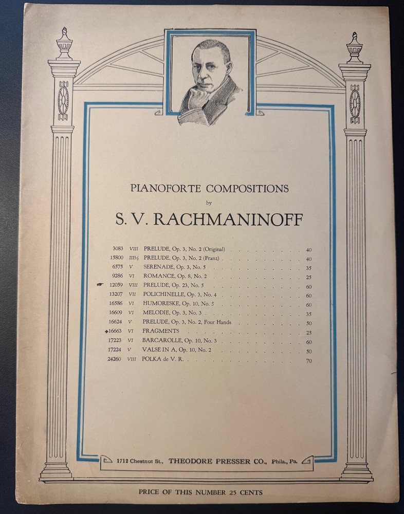 S.V. Rachmaninoff Prelude, Op.23, No.5 piano solo sheet music Theodore Presser
