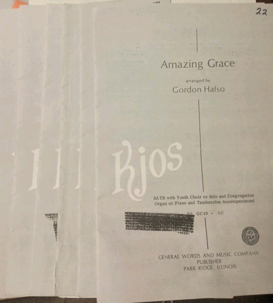 Lot 6 KJOS Amazing Grace SATB Choir or Solo & Cong./Organ/Piano & Tamborine G13