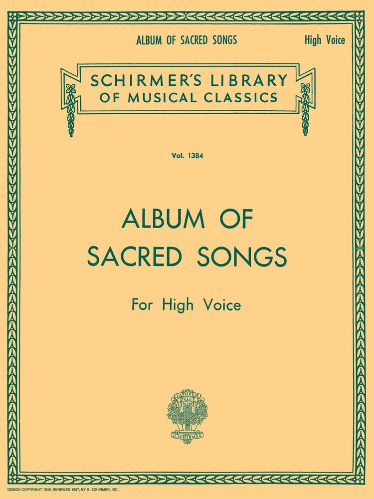 Album of Sacred Songs for High Voice Classical Vocal Piano Sheet Music Book