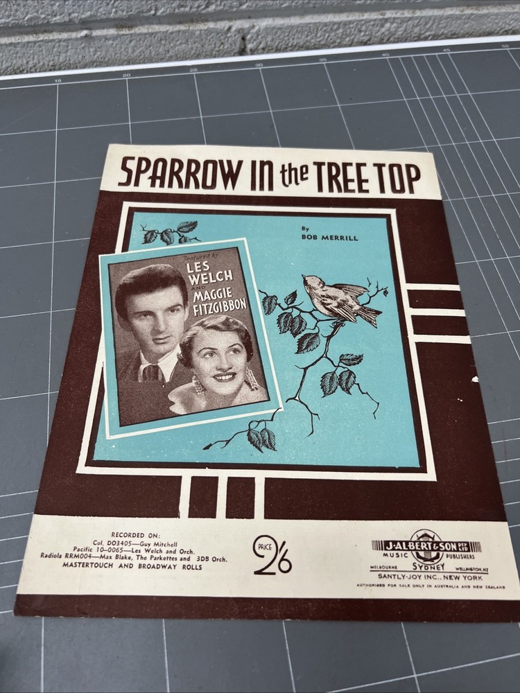 VINTAGE SHEET MUSIC SPARROW IN TREE TOP JAZZ BLUES 1940s ART BAR THEATRE CAFE
