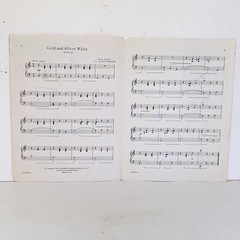 Vintage 1960 Gold and Silver Waltz Piano Solo Sheet Music by Franz Lehar
