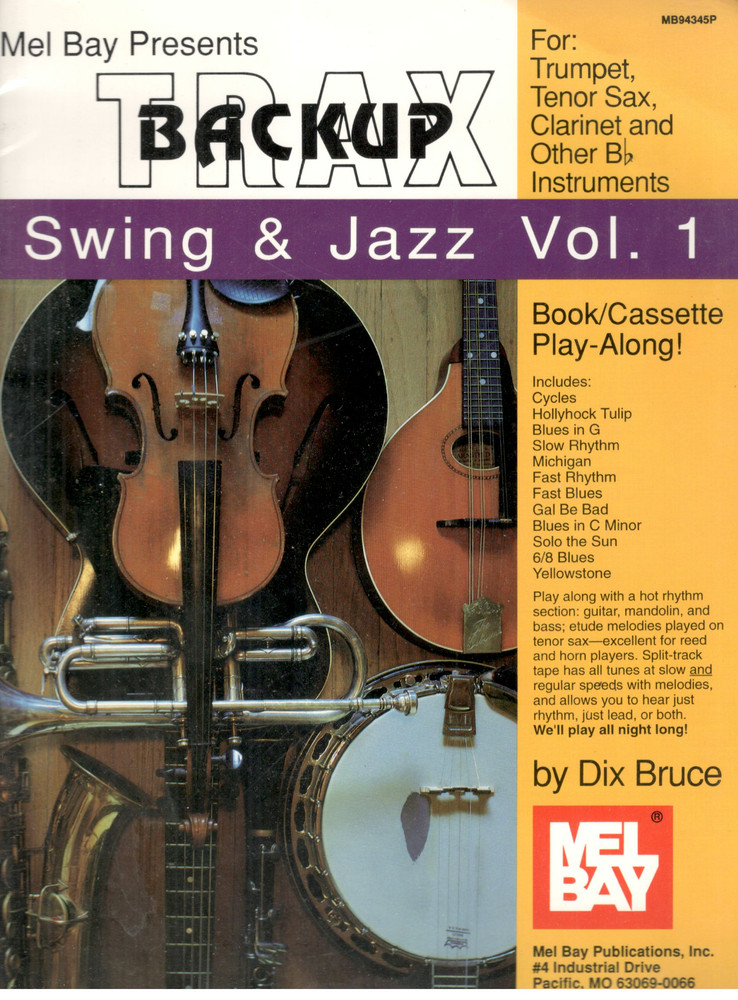 MEL BAY BACKUP TRAX SWING & JAZZ VOL. 1 BOOK/CD TRUMPET CLARINET TENOR SAX NEW