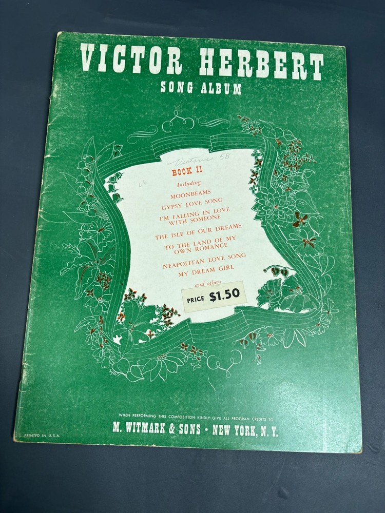 Vintage Victor Herbert Song Album Book II 1938 M. Witmark & Sons Piano Vocal She