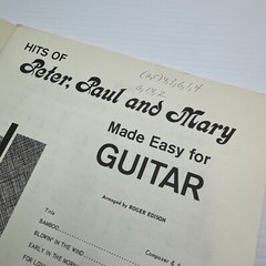 Hits of Peter Paul and Mary Made Easy for Guitar Sheet Music 1965