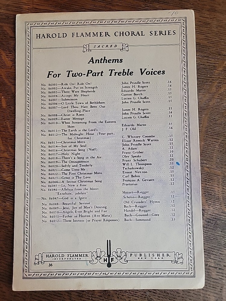 Sheet Music God Is A Spirit Vintage Anthem 2Part Chorus Of Female Voices Vintage