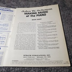 Schaum MAKING MUSIC at the PIANO Book Eight Piano Solo Schaum 1965 48pp