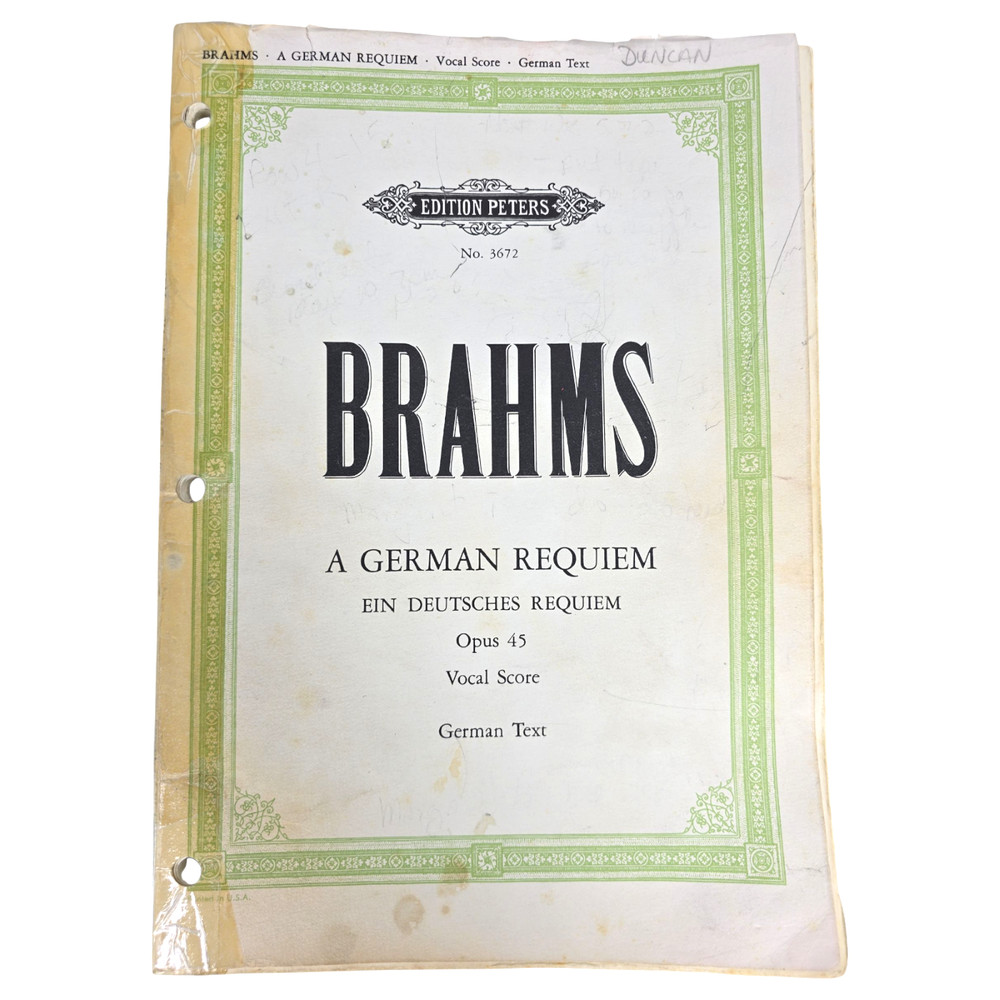 Brahms A German Requiem Op 45 Vocal Score German Text Ein Deutsches Requiem Vtg