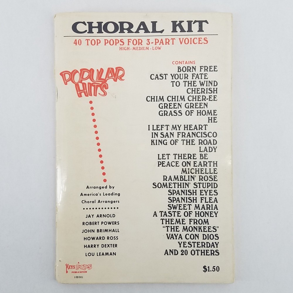 1963 Choral Kit 40 Top Pops for 3-Part Voices Popular Hits Songbook – NO MARKS