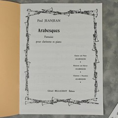 Paul Jeanjean Arabesques Fantaisie Clarinet Piano Billaudot Sheet Music Ed.Paris