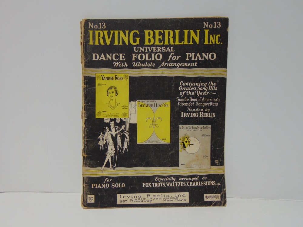 Irving Berlin Universal Dance Folio No 13 For Piano W/ Ukulele Arrangement 1927
