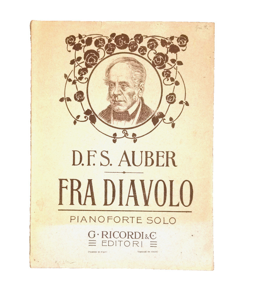 Antique Sheet Music Book D.F.S. Auber: Fra Diavolo Piano G. Ricordi & C. Italy