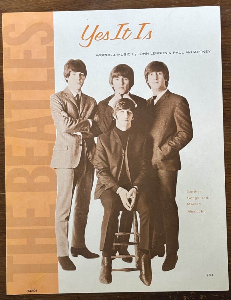 Authentic original Beatles Sheet Music « Yes it is », 1965