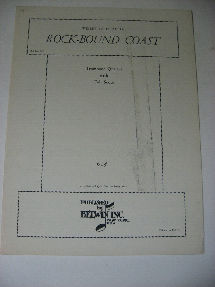 Wesley La Violette Rock-Bound Coast Trombone Quartet with Full Score Sheet Music
