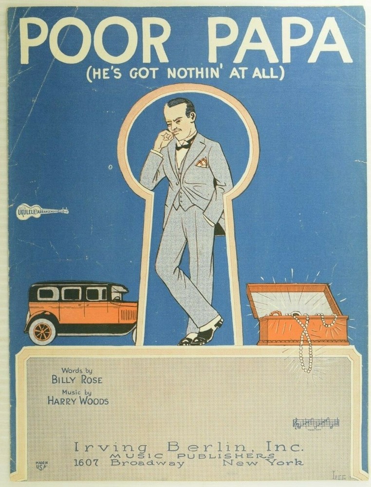1926 Poor Papa Rose & Woods Vintage Sheet Music M61