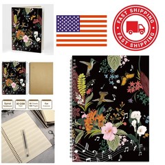 Blank Sheet Music Notebook 100 Pages 26x19cm Flora Spiral Bound Design