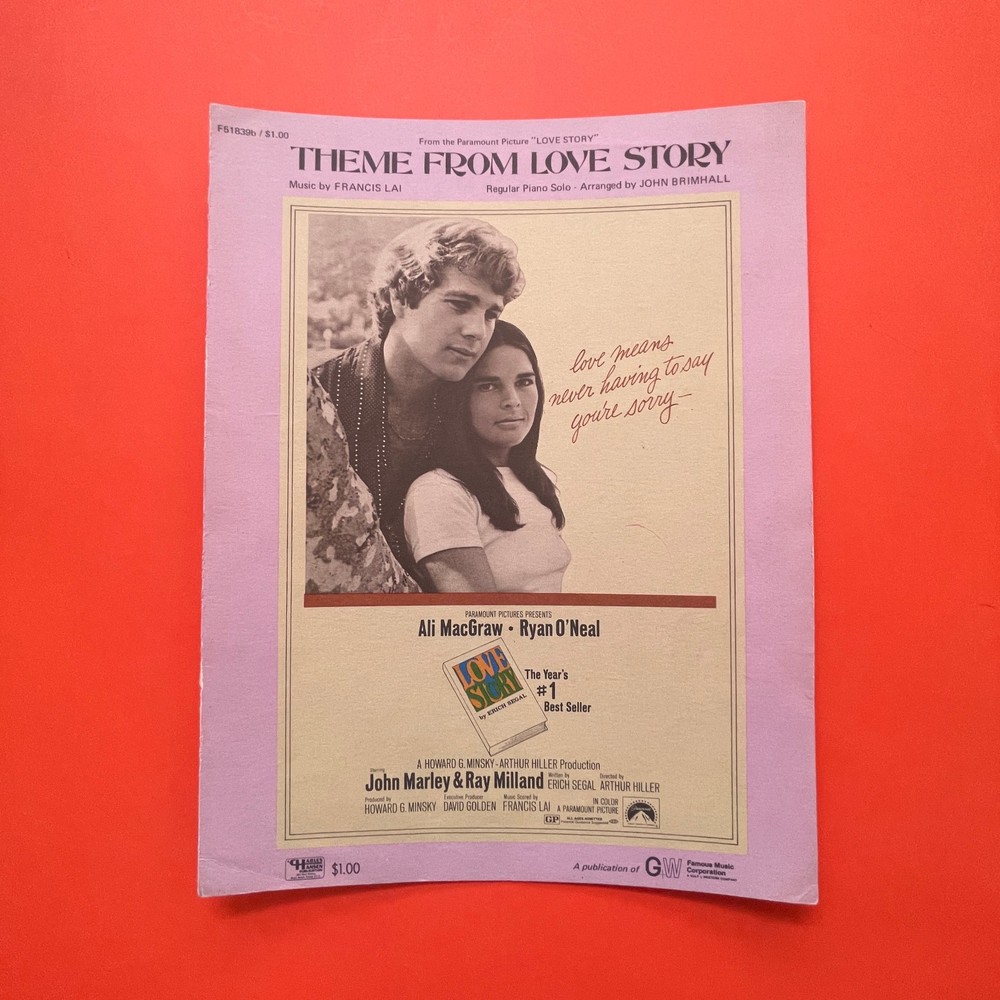 1971 Theme From Love Story Sheet Music