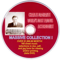 CHARLES MAGNANTE MASSIVE ACCORDION SHEET MUSIC COLLECTION – 16 SELECTIONS on DVD