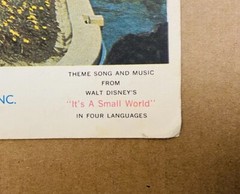 Vintage WALT DISNEY 1963 Sheet Music Institute IT&rsquo;S A SMALL WORLD 4 languages