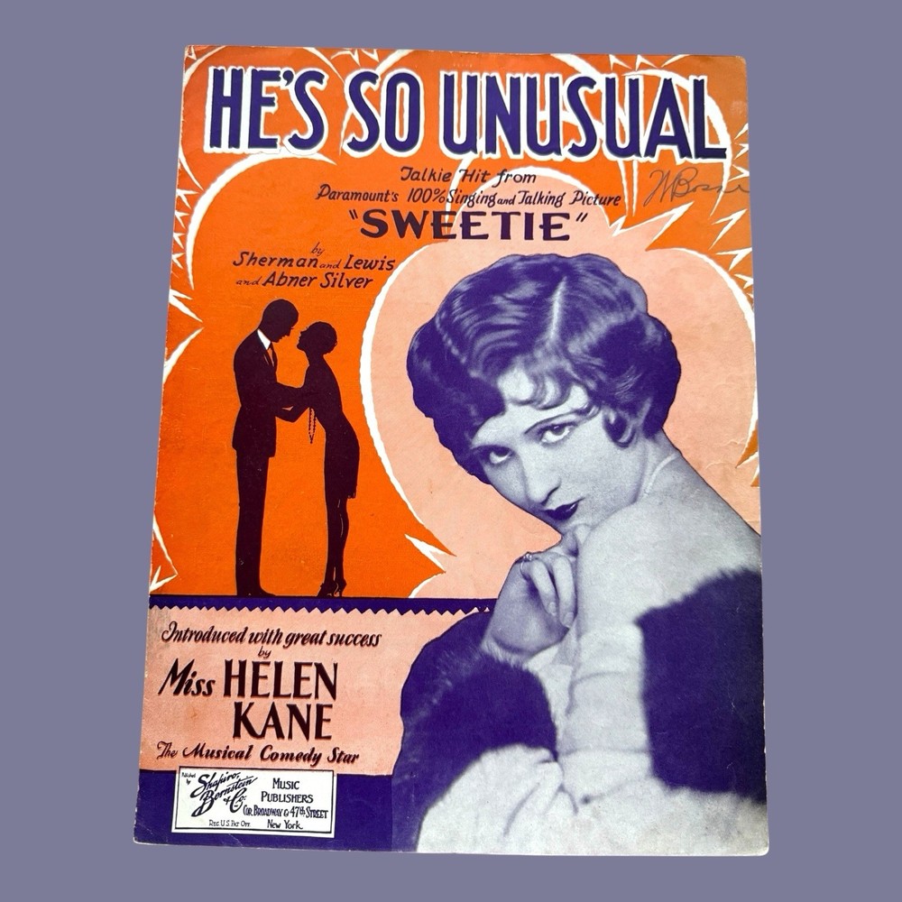 He’s So Unusual 1929 Sheet Music Sweetie Paramount Film Helen Kane Tin Pan Alley