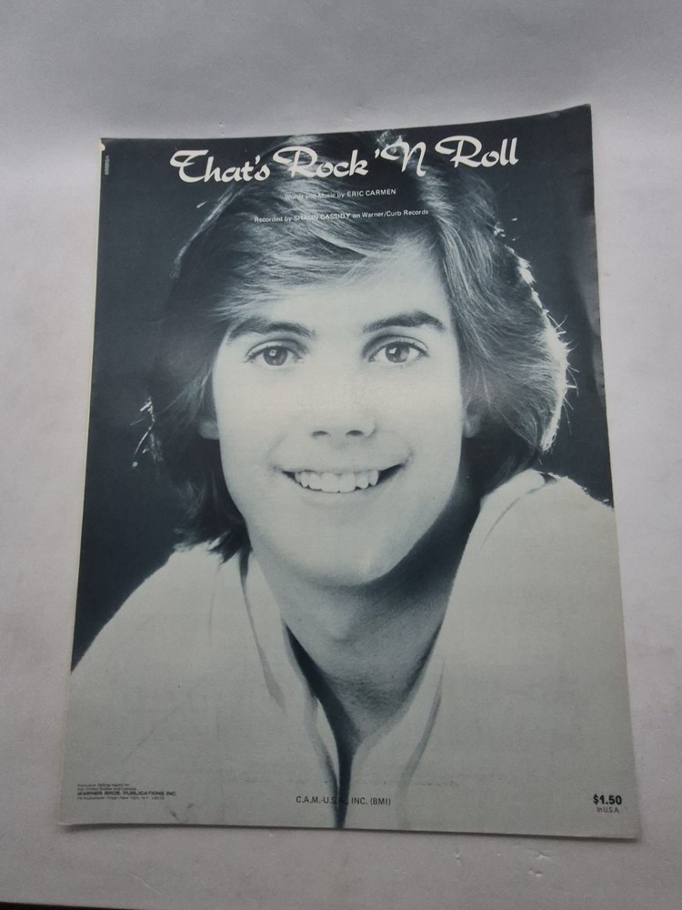 1976 Sheet Music ~ THAT’S ROCK ‘N ROLL ~ Shaun Cassidy, Eric Carmen ~