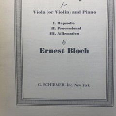 Vintage G Schirmer Bloch Suite Hebraique Viola Violin Piano Sheet Music USA