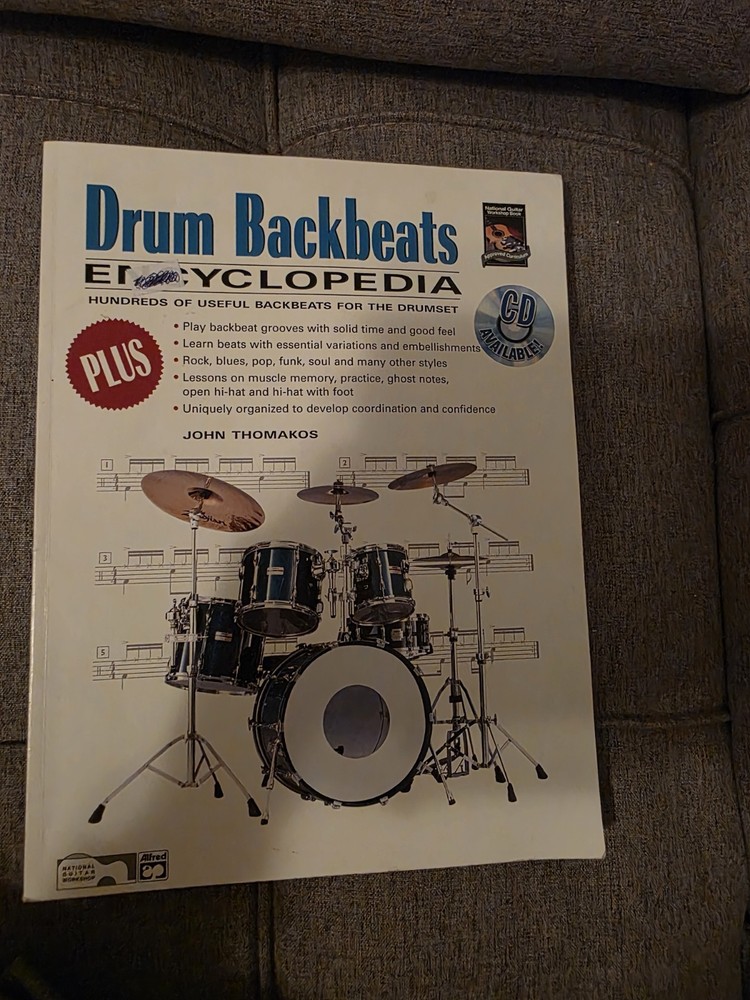 DRUM BACKBEATS ENCYCLOPEDIA BOOK JOHN THOMAKOS ALFRED ROCK BLUES POP FUNK SOUL