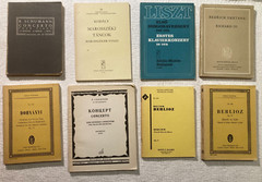 Lot 8 miniature symphony score books, Kodaly Berlioz Smetana Glazunov Schumann