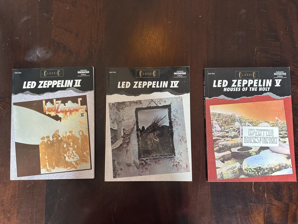 Lot Of 6 Led Zeppelin II, IV, Houses of Holy, Presence Guitar Tab Books