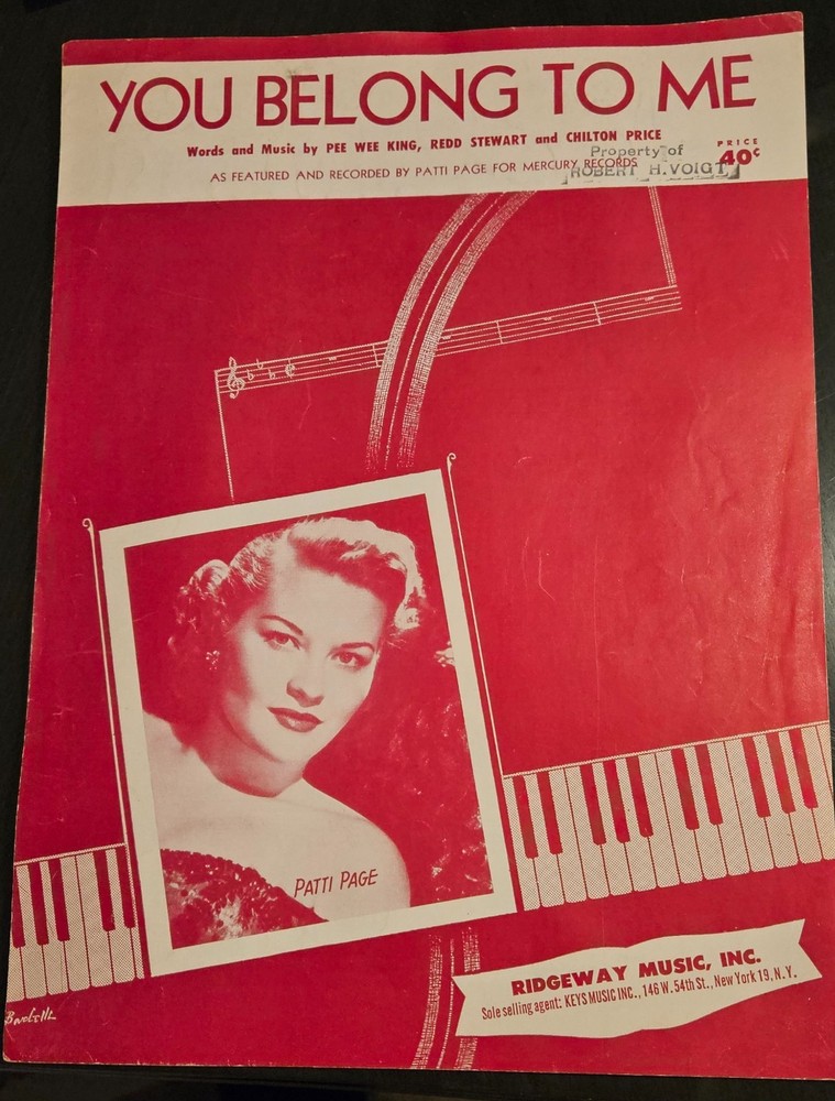You Belong to Me – King, Stewart & Price – Sheet Music 1952