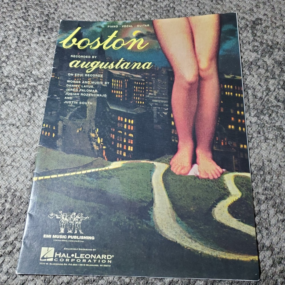Boston Sheet Music recorded by Augustana P/V/G Hal Leonard 2005
