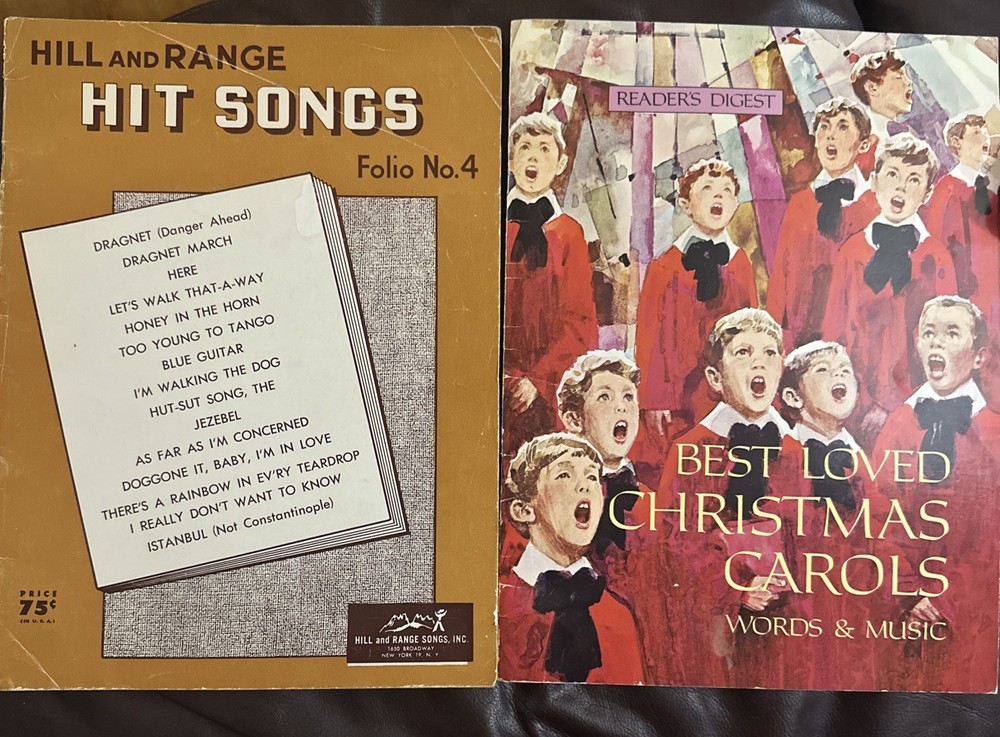 Vtg Song Books Hill & Range Hit Songs Best Loved Christmas Carols Piano Guitar