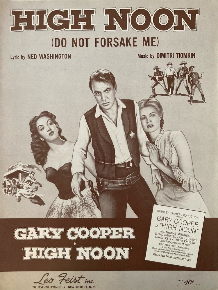 Vintage 1952 “High Noon” Sheet Music/Voice & Piano/Cover Features Gary Cooper