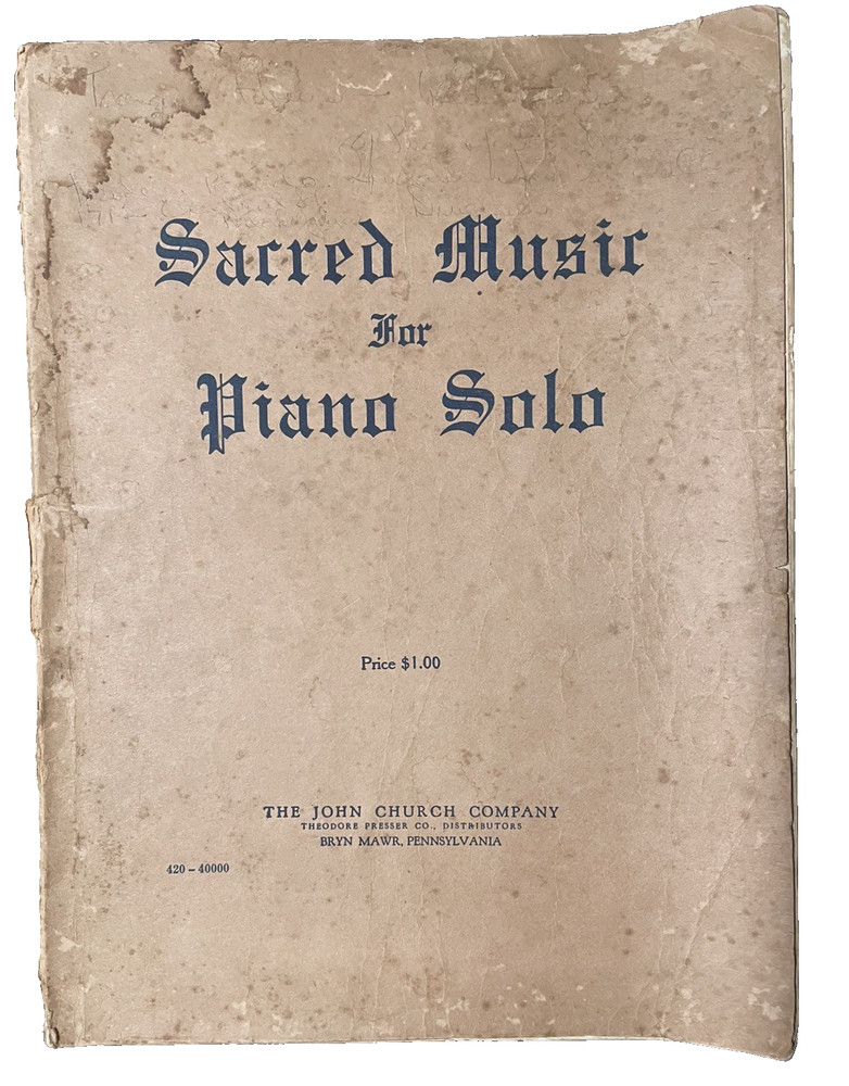 Sacred Music for Piano Solo Song Book 1924 John Church Co. Theo Presser Antique