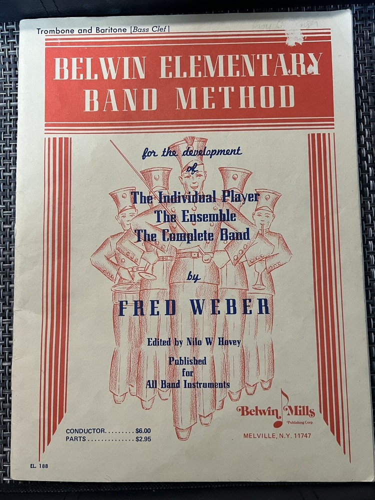 Vintage Belwin Elementary Band Method TROMBONE & BARITONE Book 1945 Antique