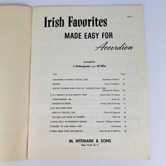 Irish Favorites Made Easy For Accordion Songbook Book