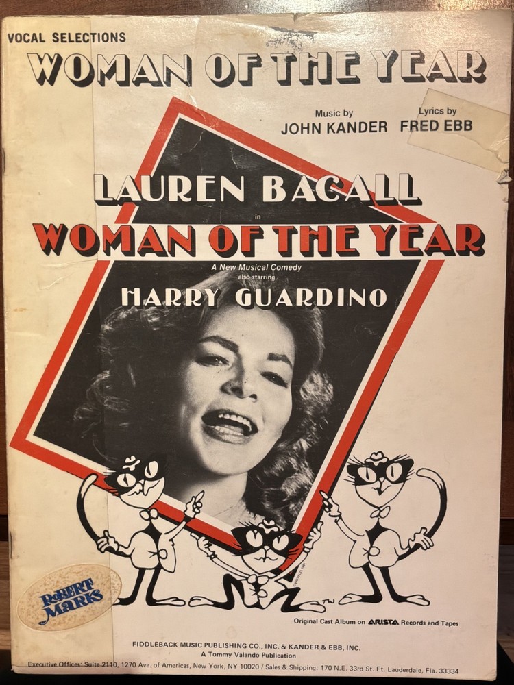 Woman of the Year Vocal Selections Kander Ebb Lauren Bacall Broadway Rare